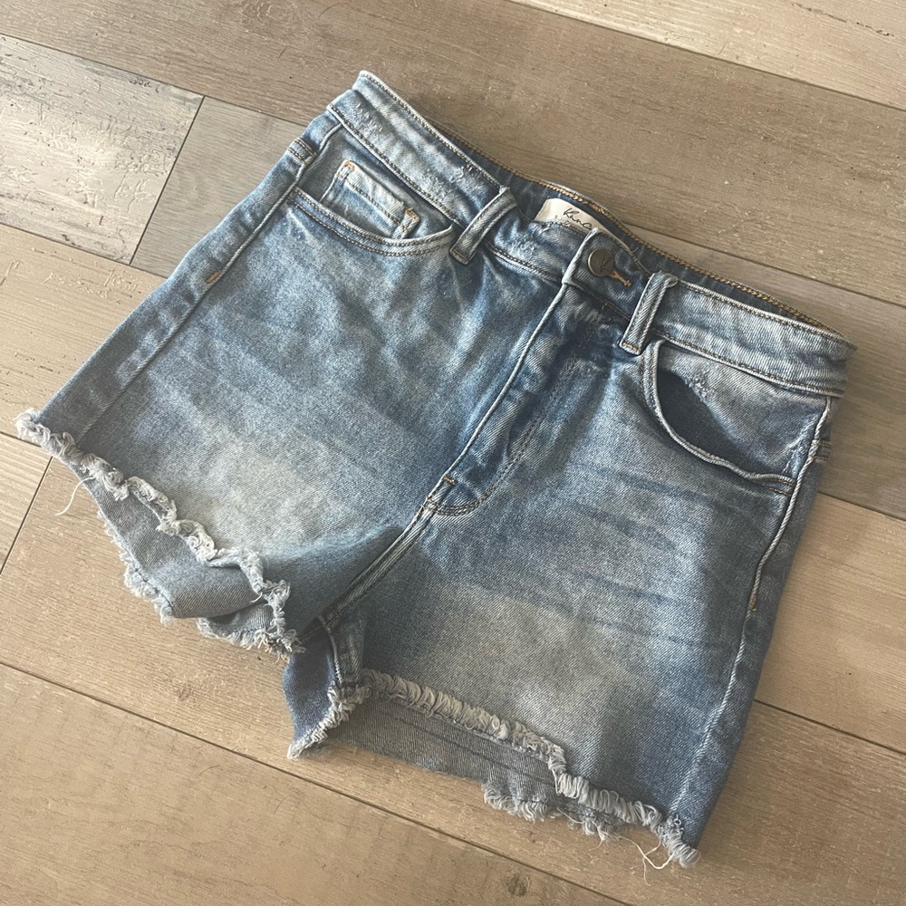 KanCan Light Blue Frayed Hem Jean Shorts